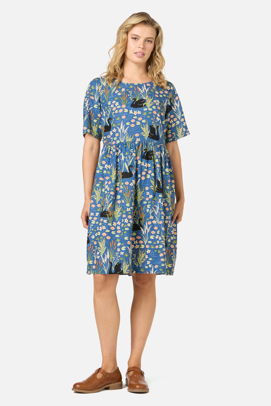 Princess Highway - Pretty Swan Smock Dress - navy