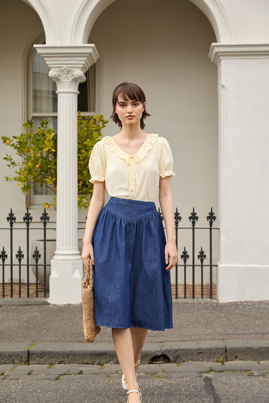 Princess Highway - Nellie Yoke Denim Skirt - blue-denim