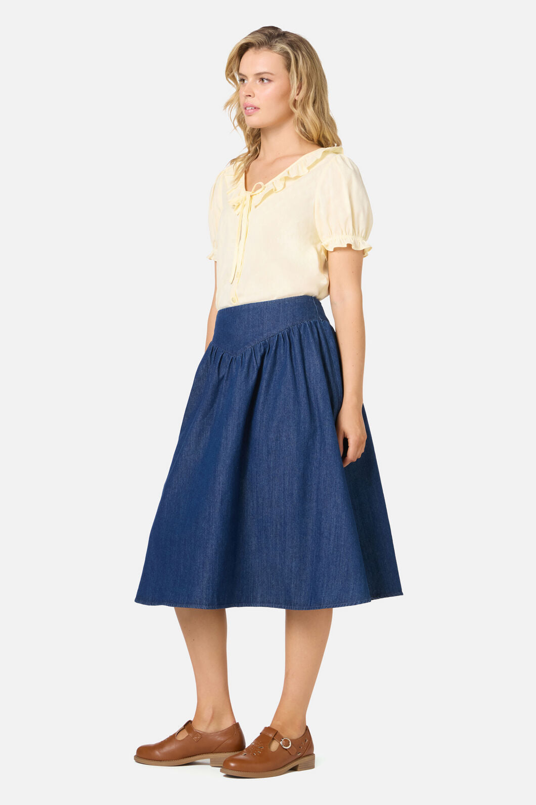 Princess Highway - Nellie Yoke Denim Skirt - blue-denim
