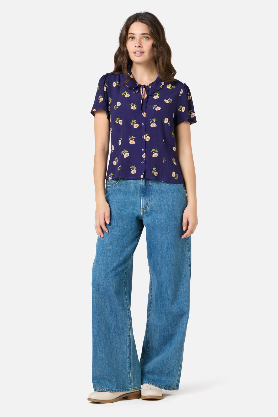 Princess Highway - Marguerite Daisy Blouse - navy