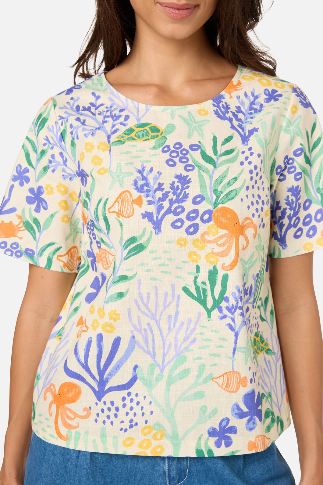 Princess Highway - Coral Reef Short Sleeve Top - cream