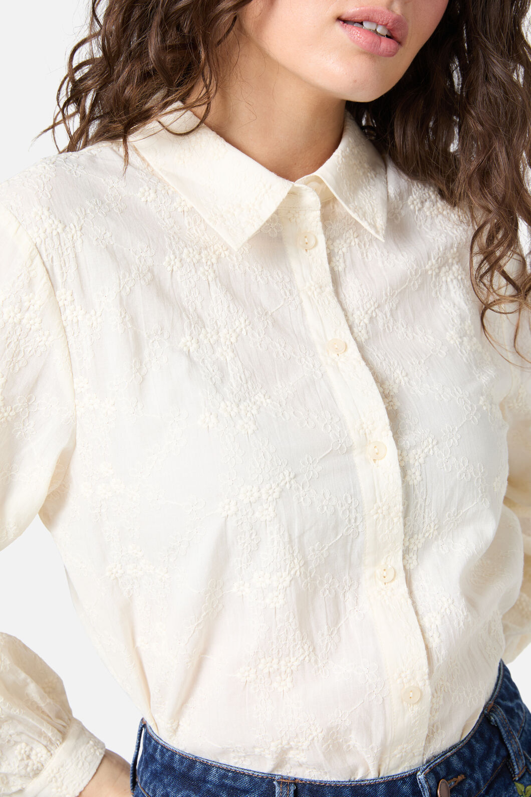 Princess Highway - Ada Embroidered Flower Shirt - cream