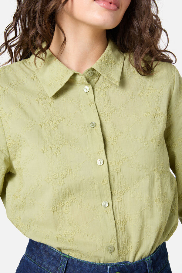 Princess Highway - Ada Embroidered Flower Shirt - olive