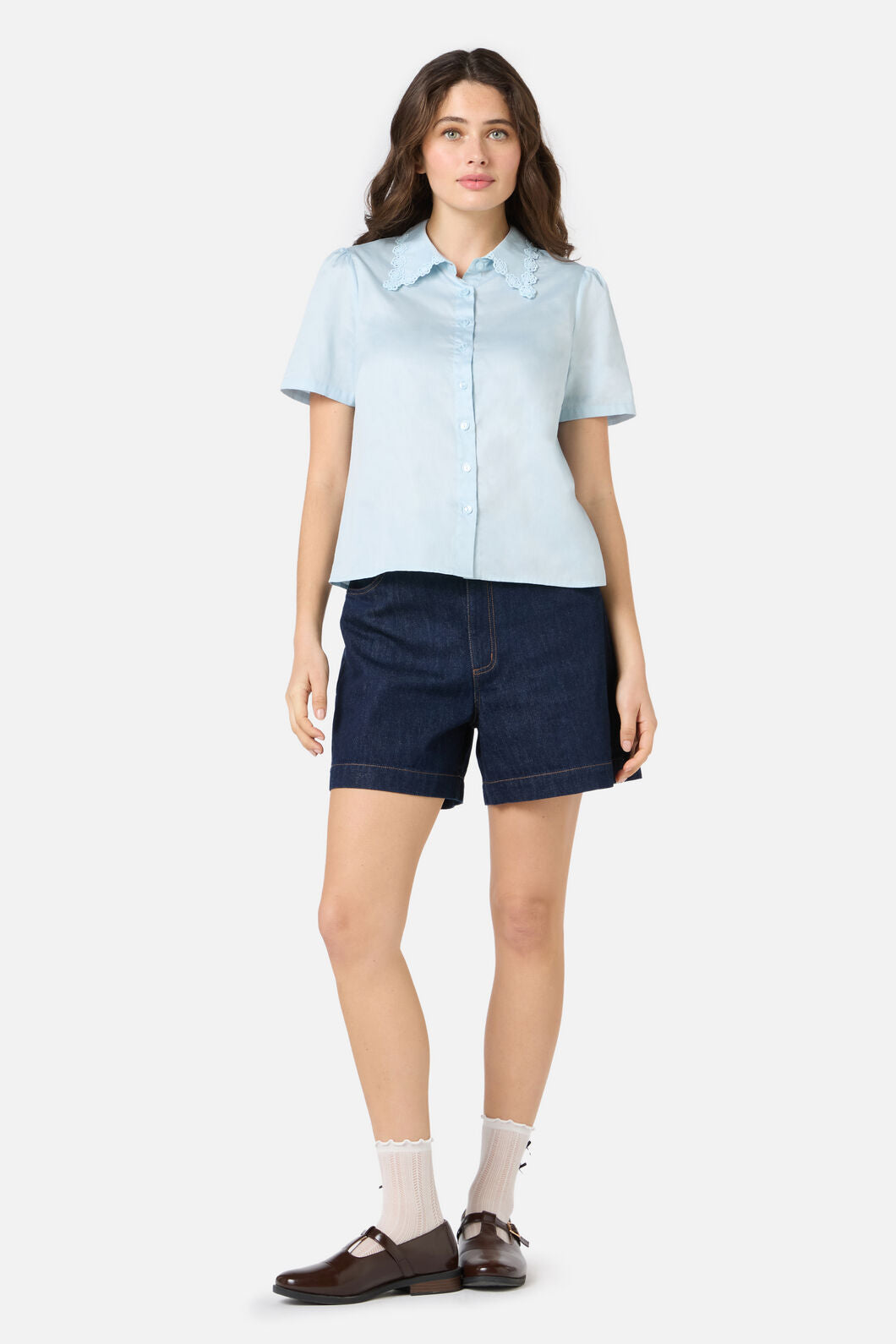 Princess Highway - Lacey Collar Blouse - blue