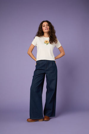 Princess Highway - Pinstripe Relaxed Jean - blue-denim