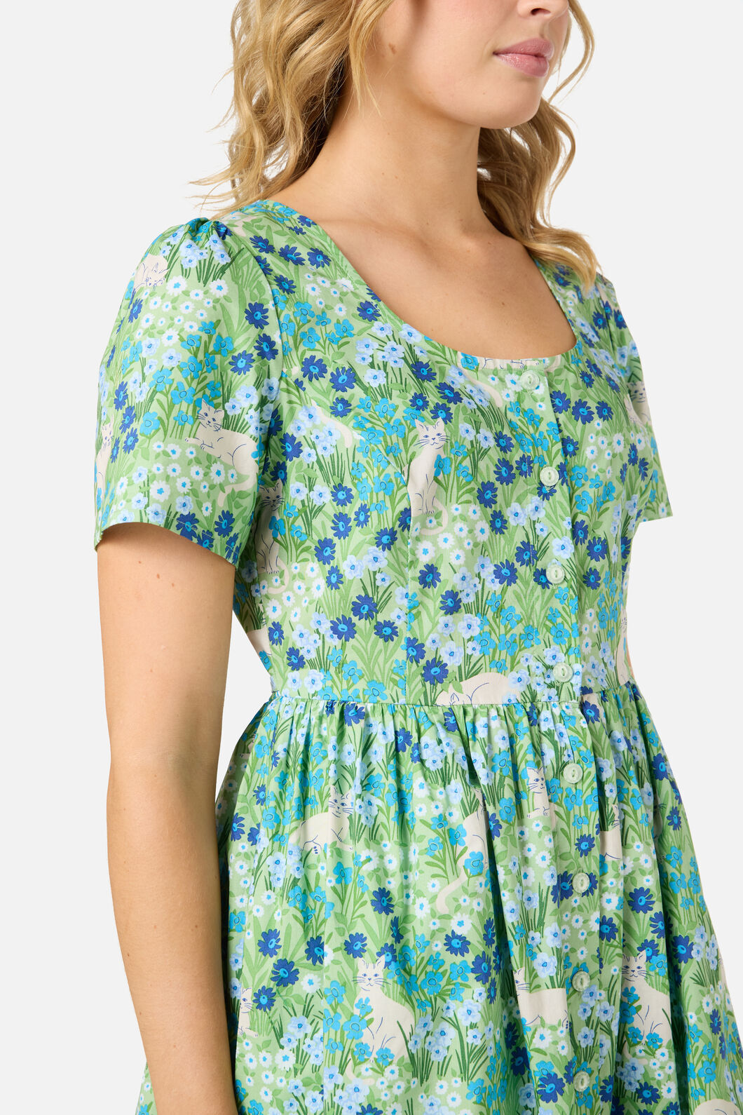 Princess Highway - Cat & Flora Short Sleeve Dress - blue