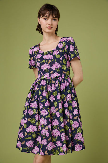 Princess Highway - Geranium Flower Mini Dress - navy