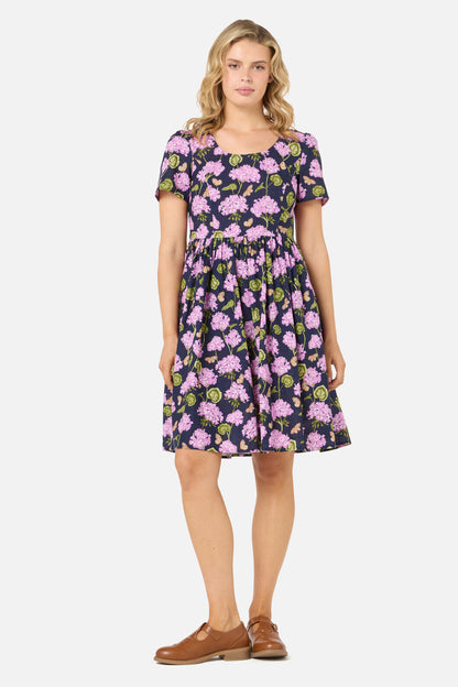 Princess Highway - Geranium Flower Mini Dress - navy