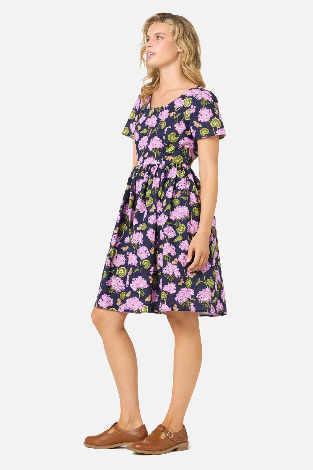 Princess Highway - Geranium Flower Mini Dress - navy