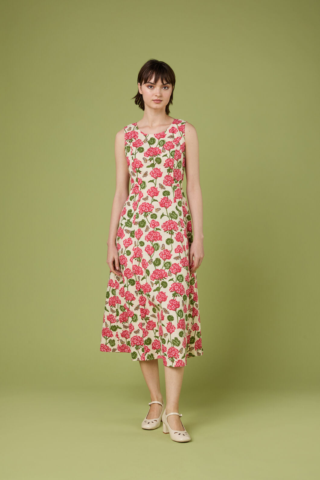 Princess Highway - Geranium Flower Midi Dress - cream