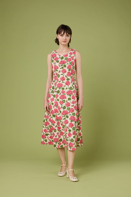Princess Highway - Geranium Flower Midi Dress - cream
