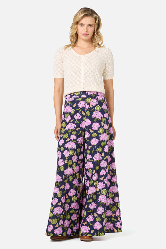 Princess Highway - Geranium Flower Wide Leg Pant - navy