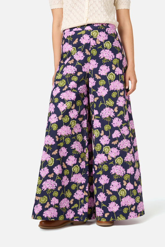 Princess Highway - Geranium Flower Wide Leg Pant - navy