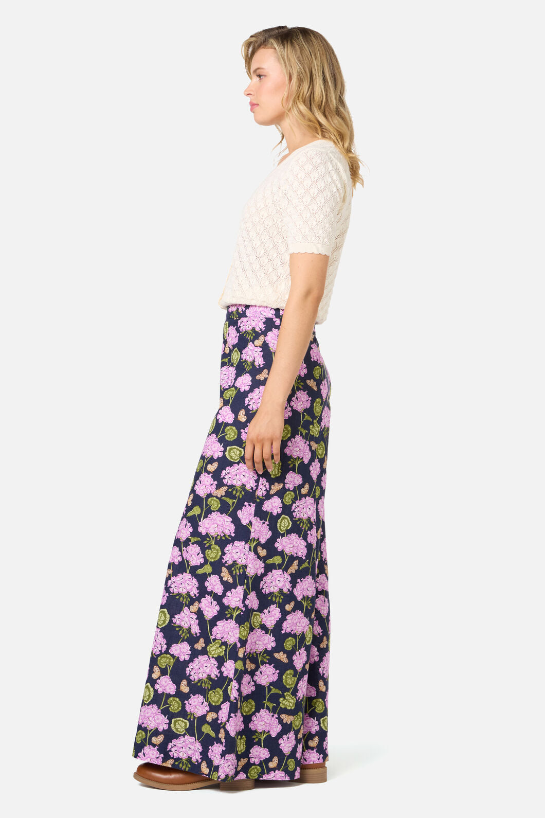 Princess Highway - Geranium Flower Wide Leg Pant - navy