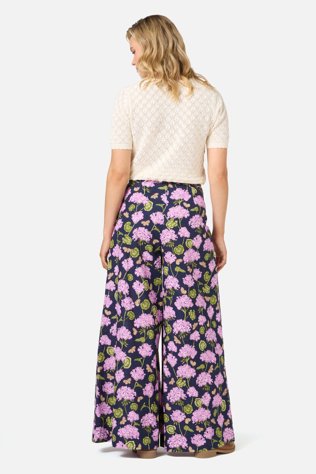 Princess Highway - Geranium Flower Wide Leg Pant - navy