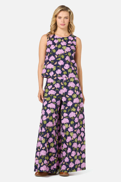 Princess Highway - Geranium Flower Shell Top - navy