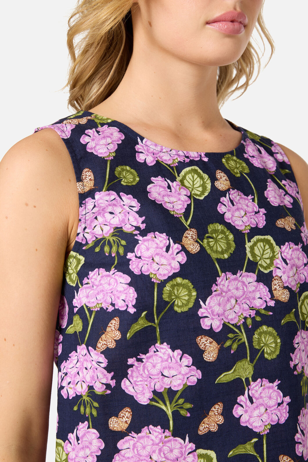 Princess Highway - Geranium Flower Shell Top - navy