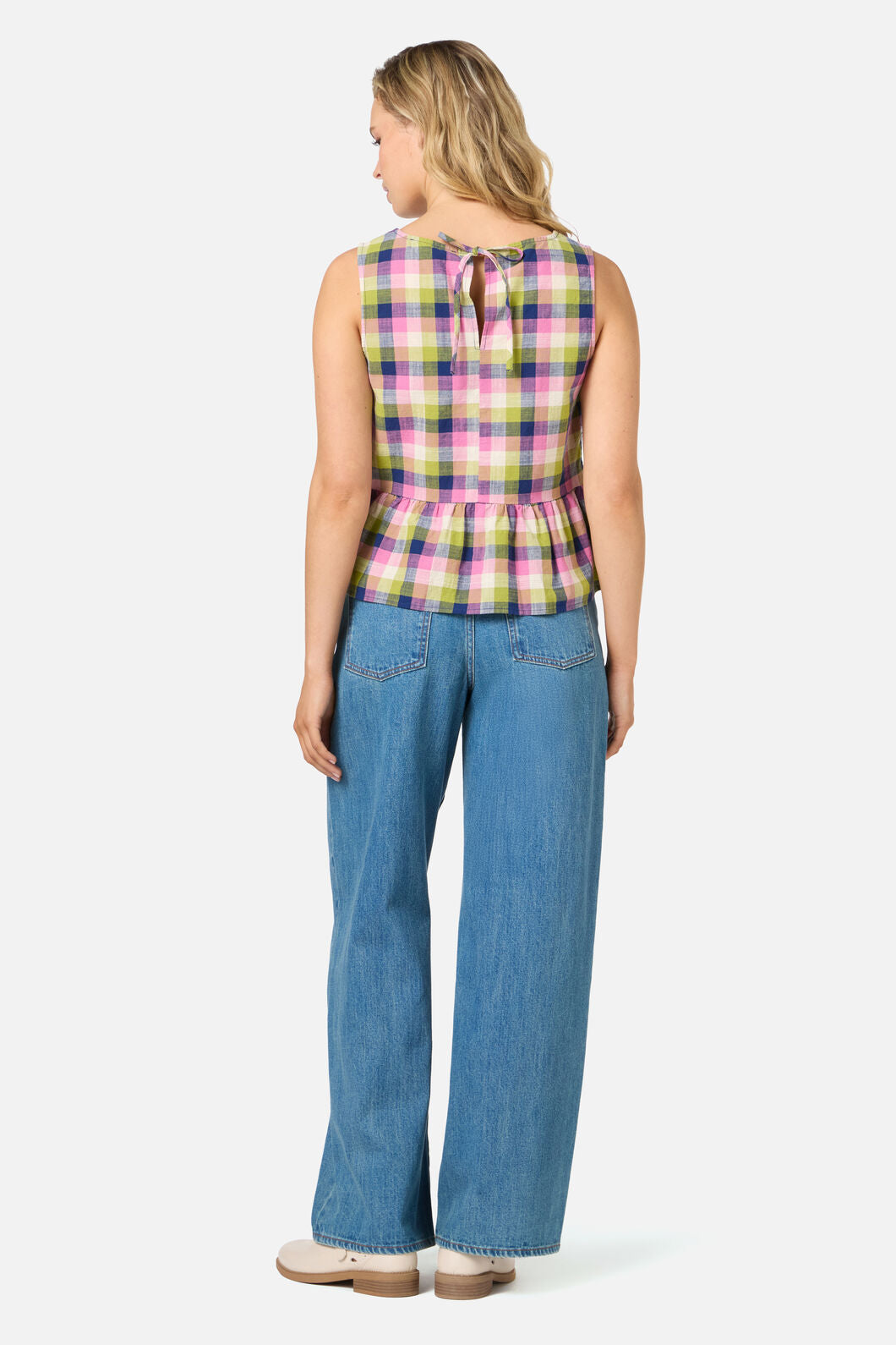 Princess Highway - Cassie Check Peplum Top - blue-multi
