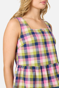Princess Highway - Cassie Check Peplum Top - blue-multi