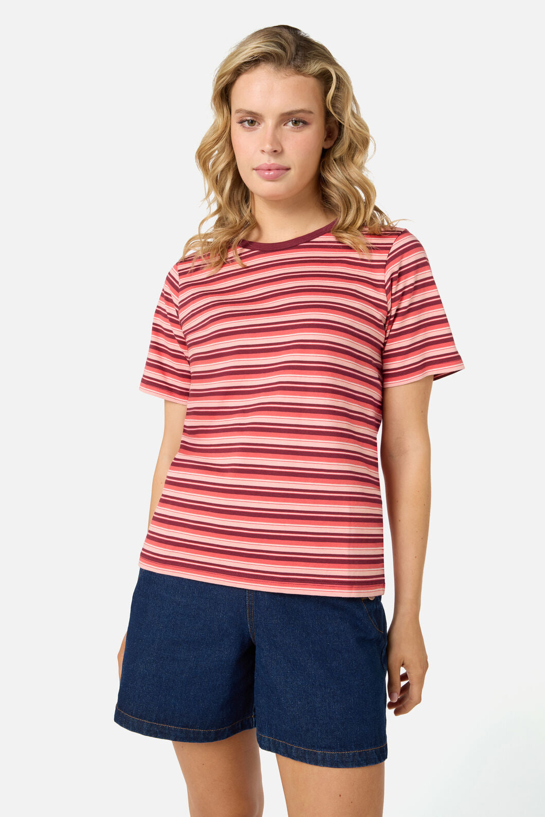 Princess Highway - Judy Retro Stripe Tee - rose