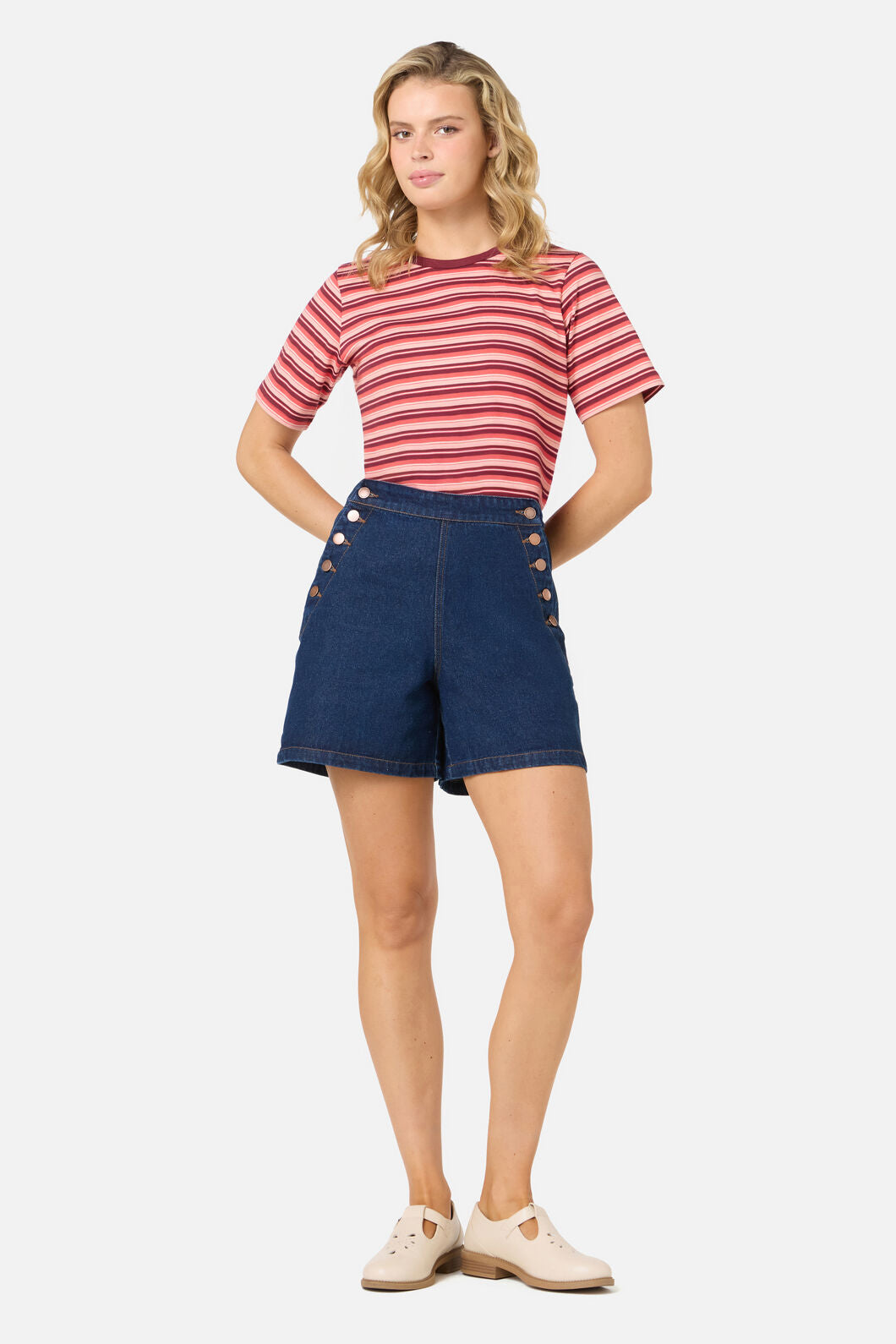 Princess Highway - Judy Retro Stripe Tee - rose