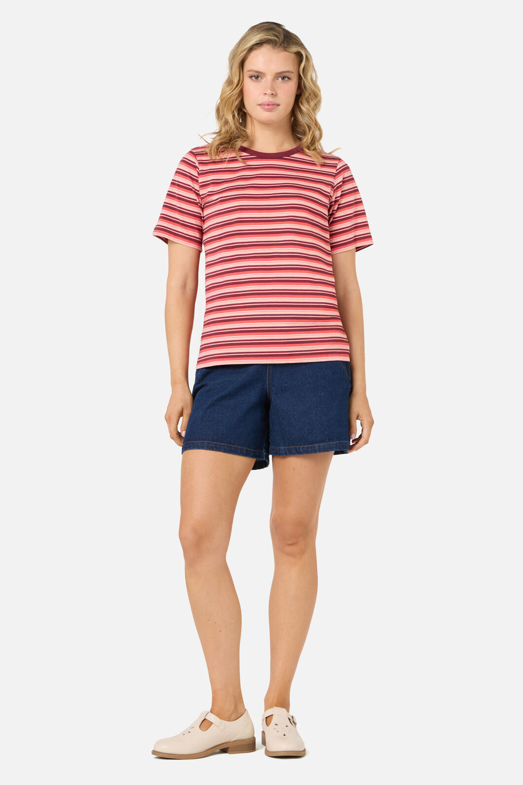 Princess Highway - Judy Retro Stripe Tee - rose