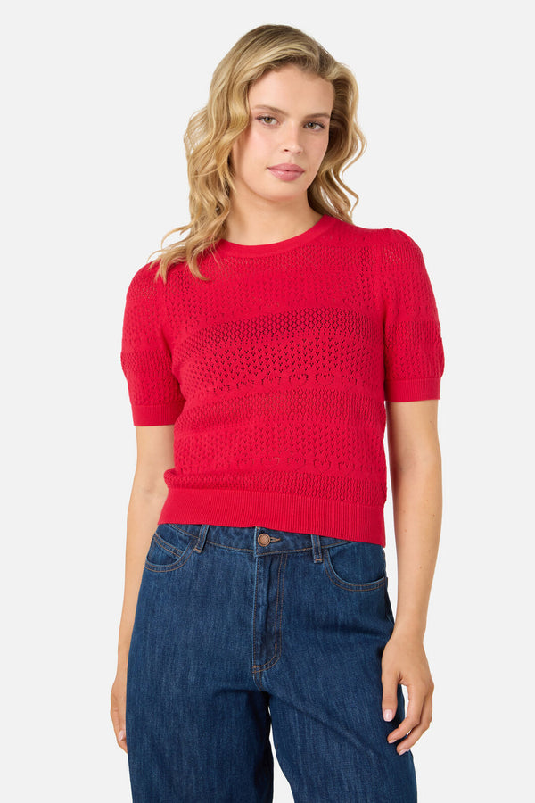 Princess Highway - Tamsin Lacey Heart Knit Top - red