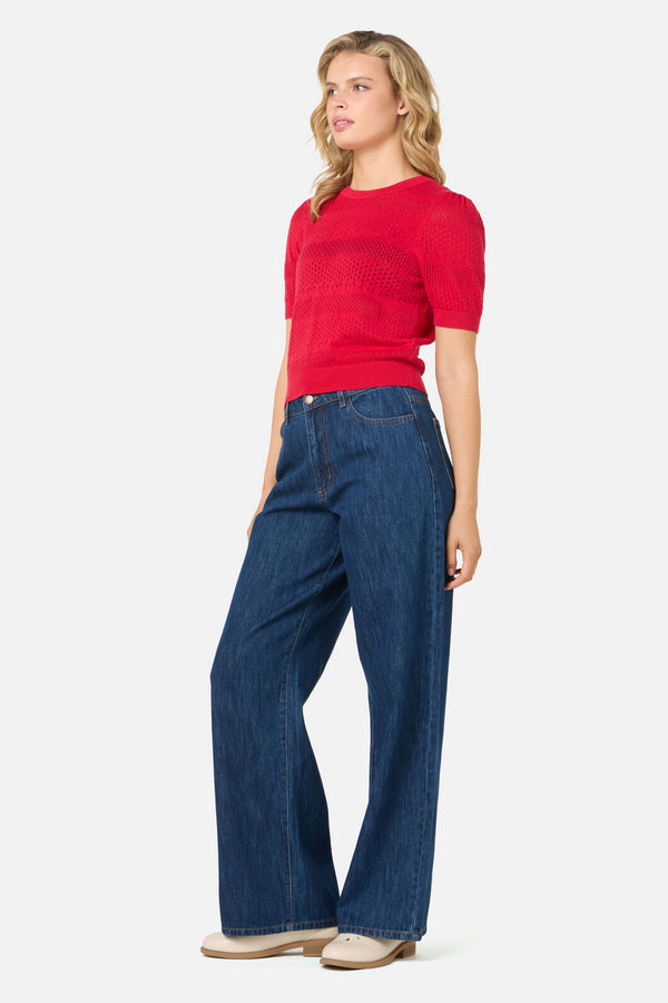 Princess Highway - Tamsin Lacey Heart Knit Top - red