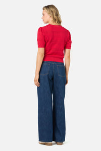 Princess Highway - Tamsin Lacey Heart Knit Top - red