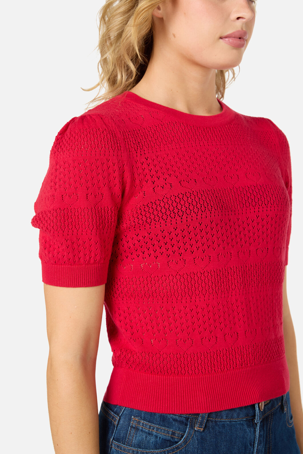 Princess Highway - Tamsin Lacey Heart Knit Top - red