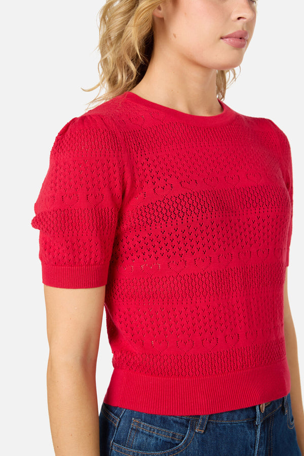 Princess Highway - Tamsin Lacey Heart Knit Top - red