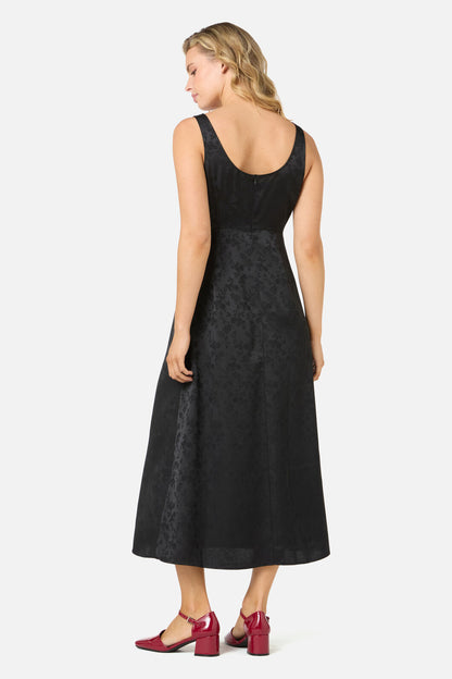 Princess Highway - Roma Satin Embossed Midi Dress - black