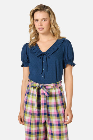 Princess Highway - Lulu Ruffle Blouse - navy