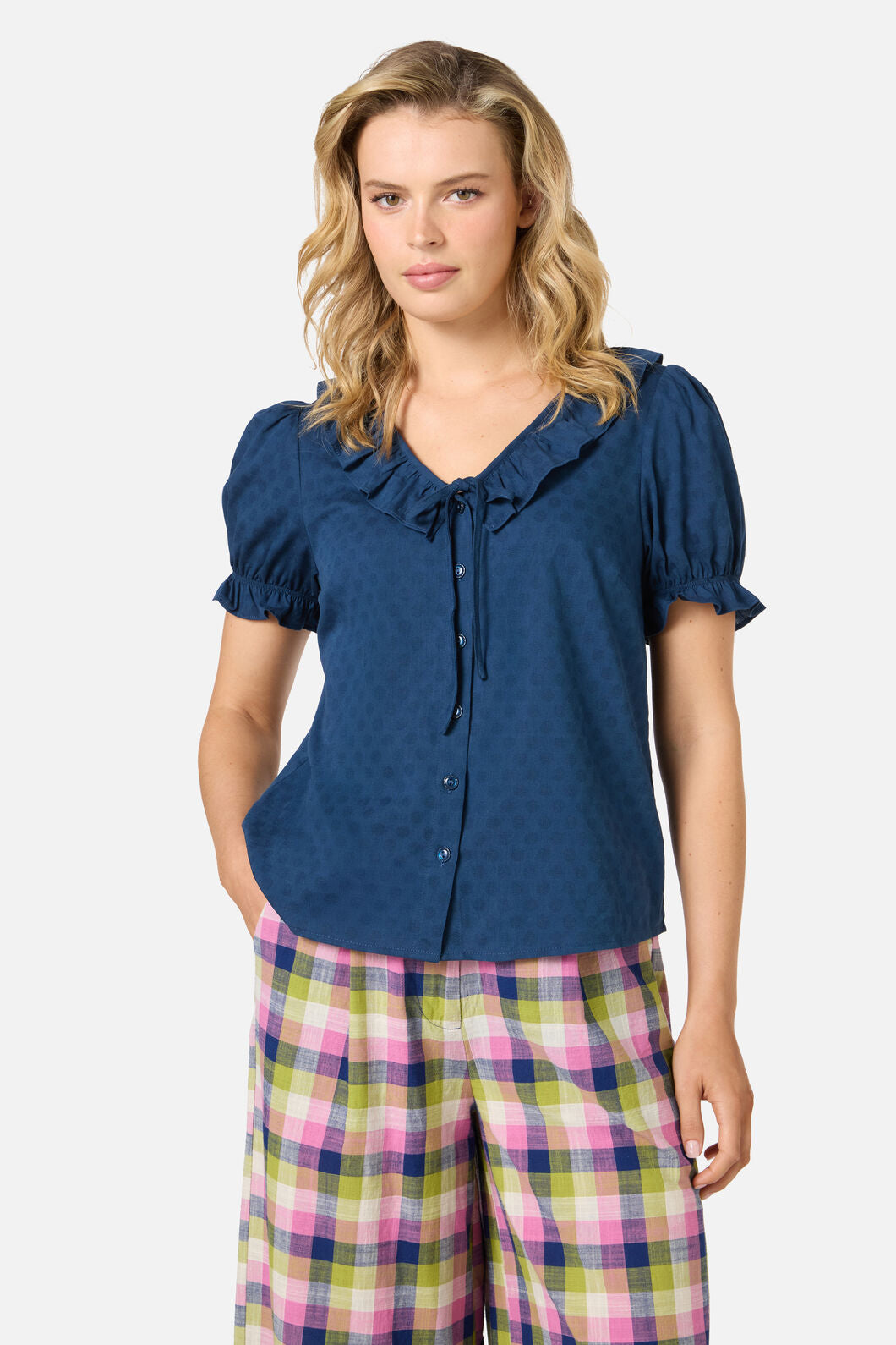 Princess Highway - Lulu Ruffle Blouse - navy
