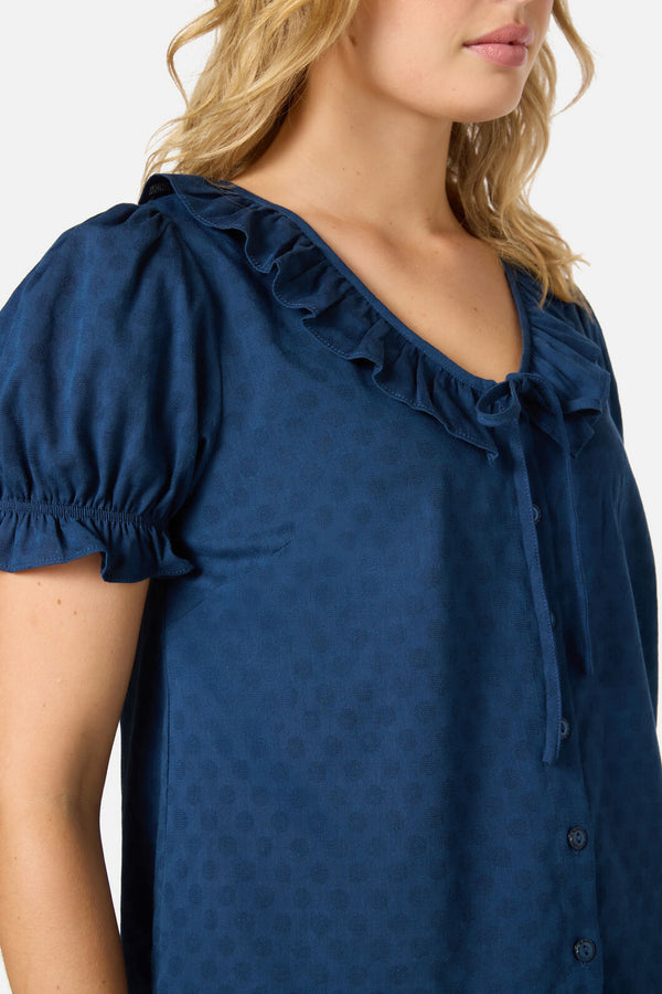 Princess Highway - Lulu Ruffle Blouse - navy