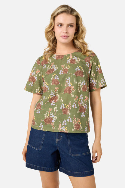 Princess Highway - Echidna Short Sleeve Top - green