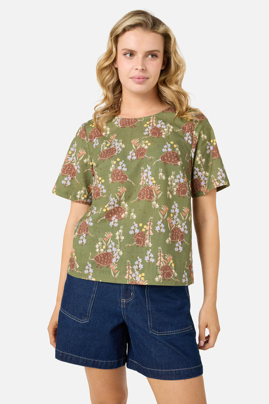 Princess Highway - Echidna Short Sleeve Top - green