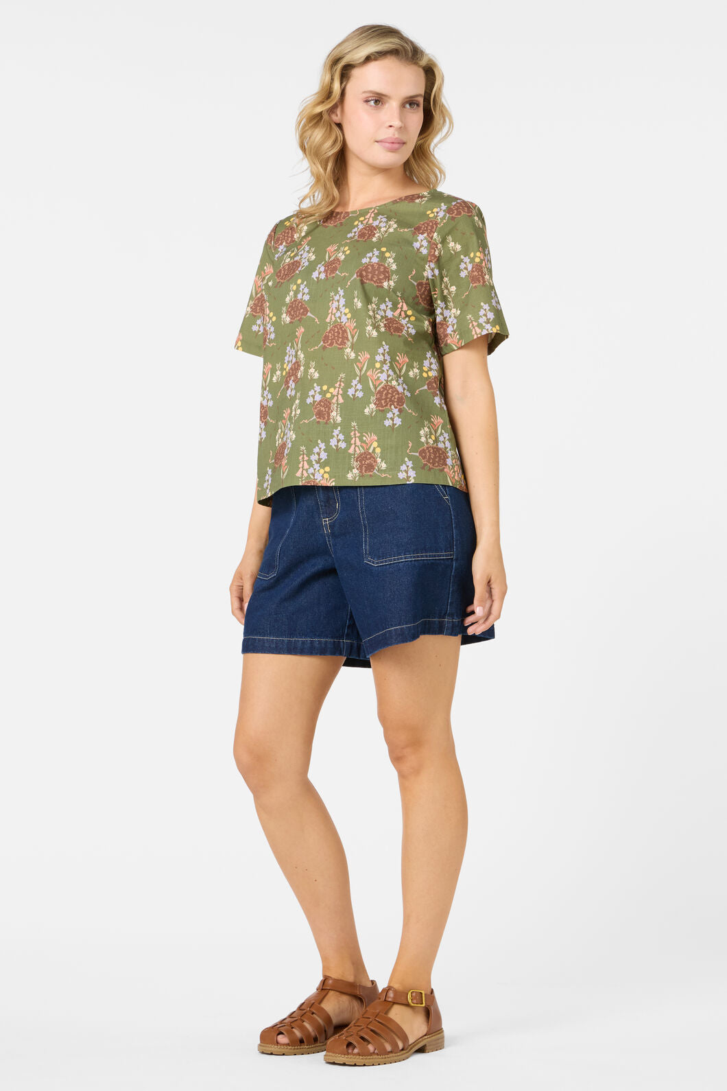 Princess Highway - Echidna Short Sleeve Top - green