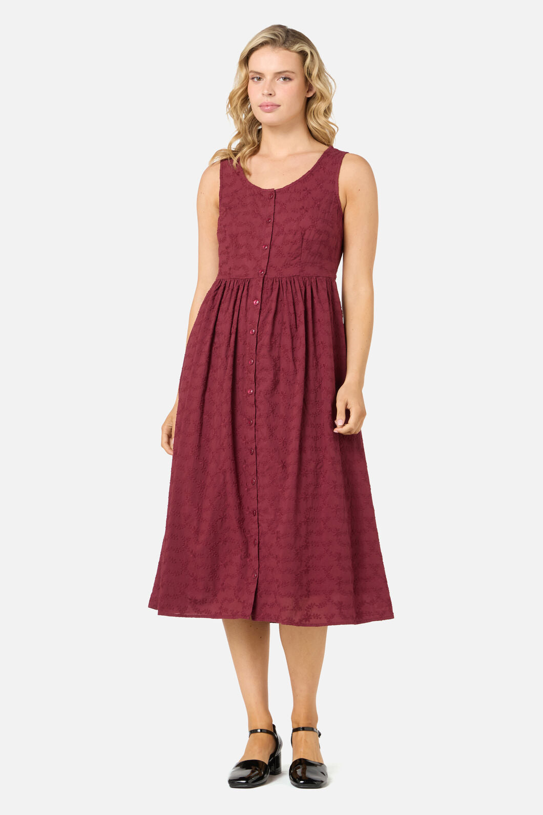 Princess Highway - Lily Broidery Midi Dress - wine