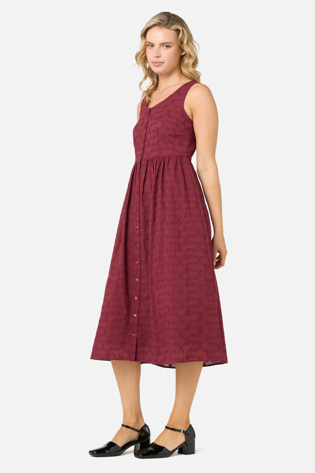 Princess Highway - Lily Broidery Midi Dress - wine