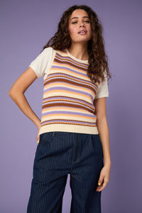 Princess Highway - Sunset Stripe Knit Tank - choco-multi