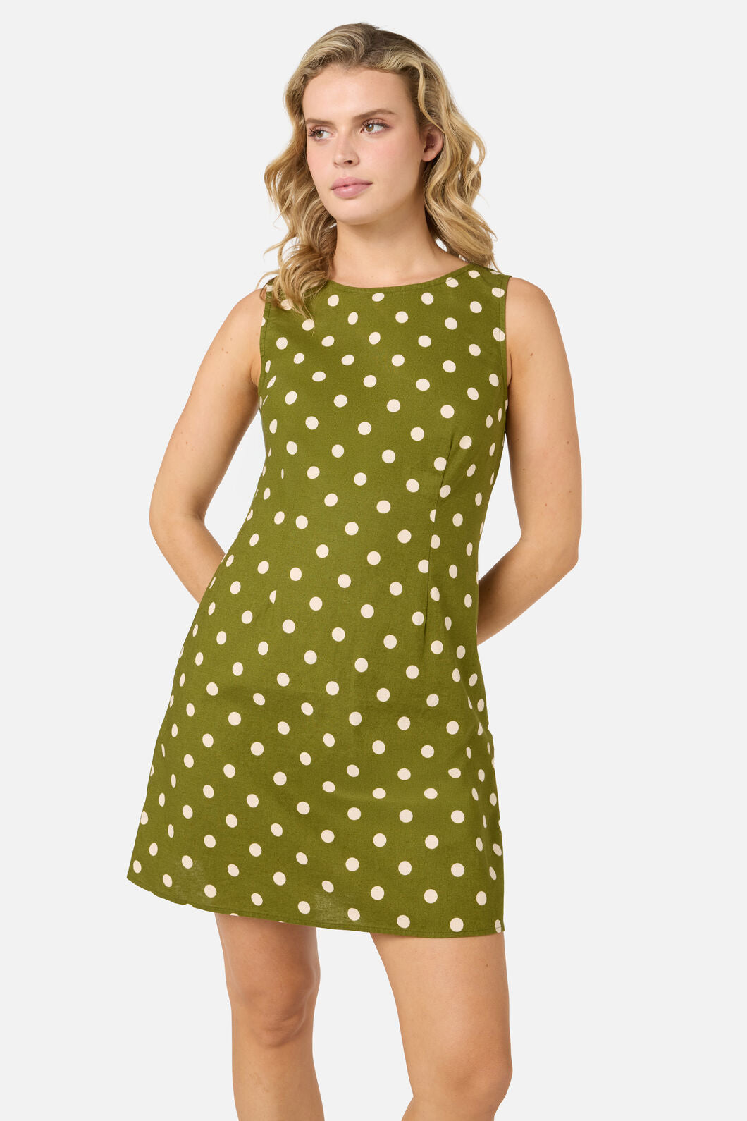Princess Highway - Polka Dot Shift Mini Dress - olive