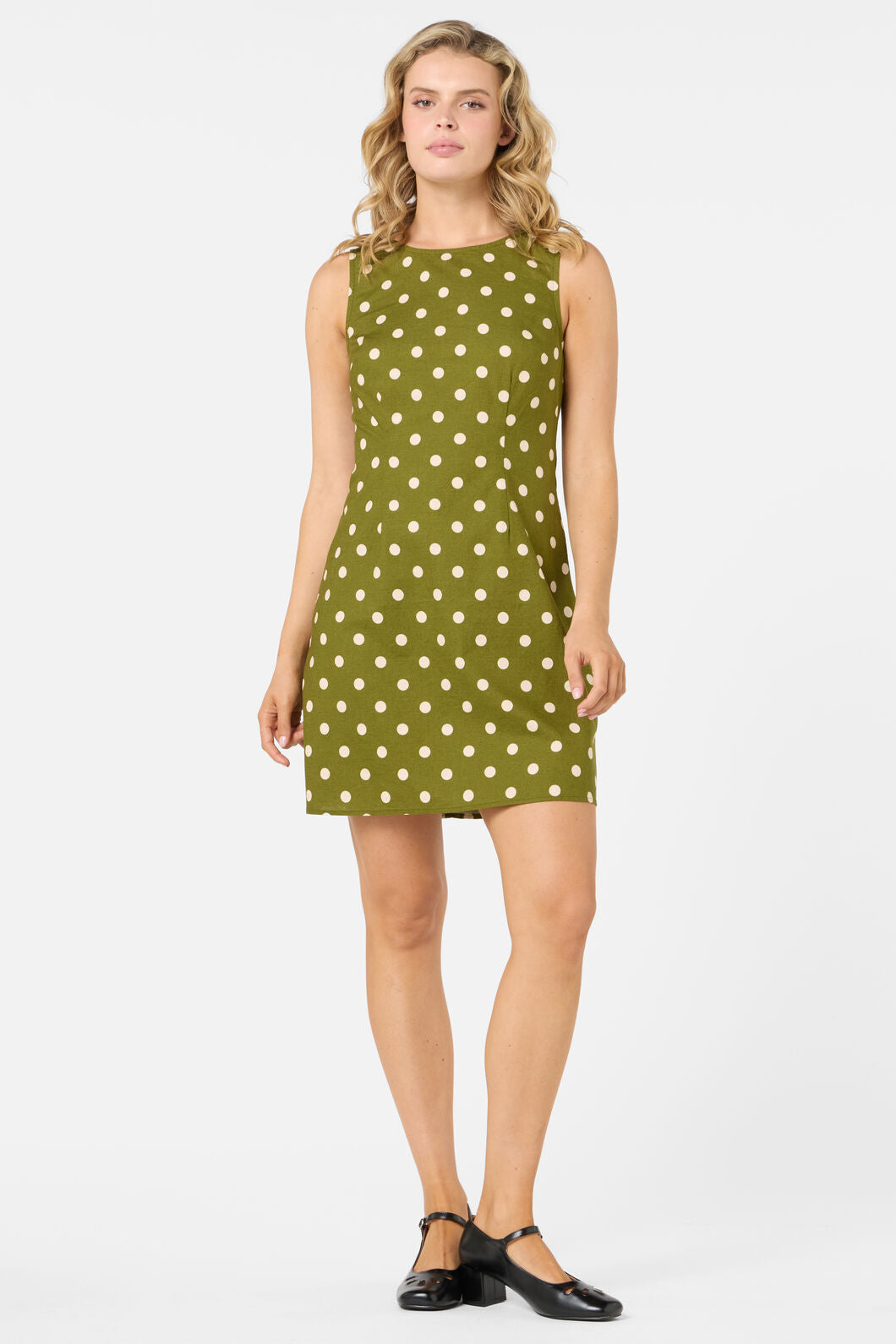 Princess Highway - Polka Dot Shift Mini Dress - olive