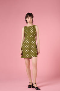 Princess Highway - Polka Dot Shift Mini Dress - olive