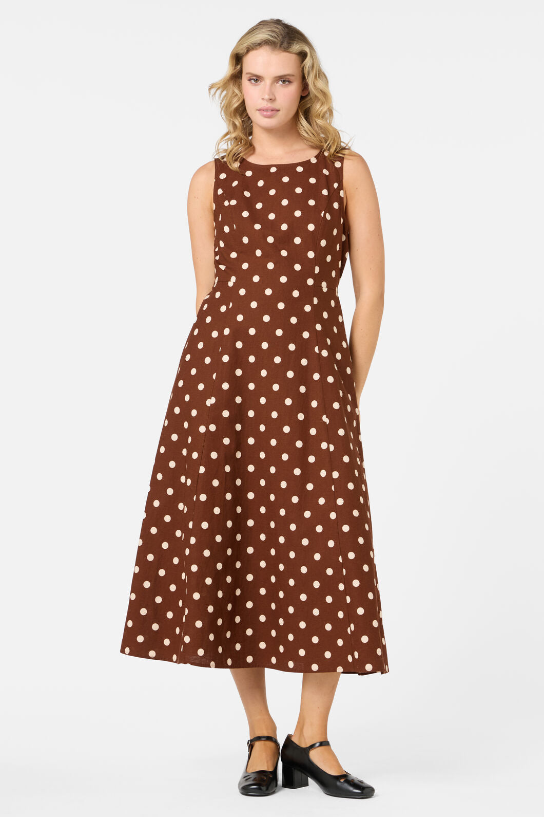 Princess Highway - Polka Dot Midi Dress - chocolate