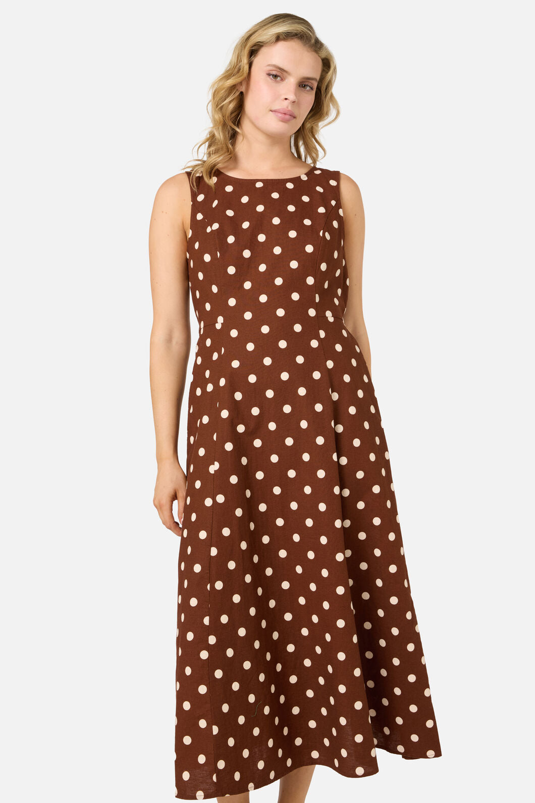 Princess Highway - Polka Dot Midi Dress - chocolate