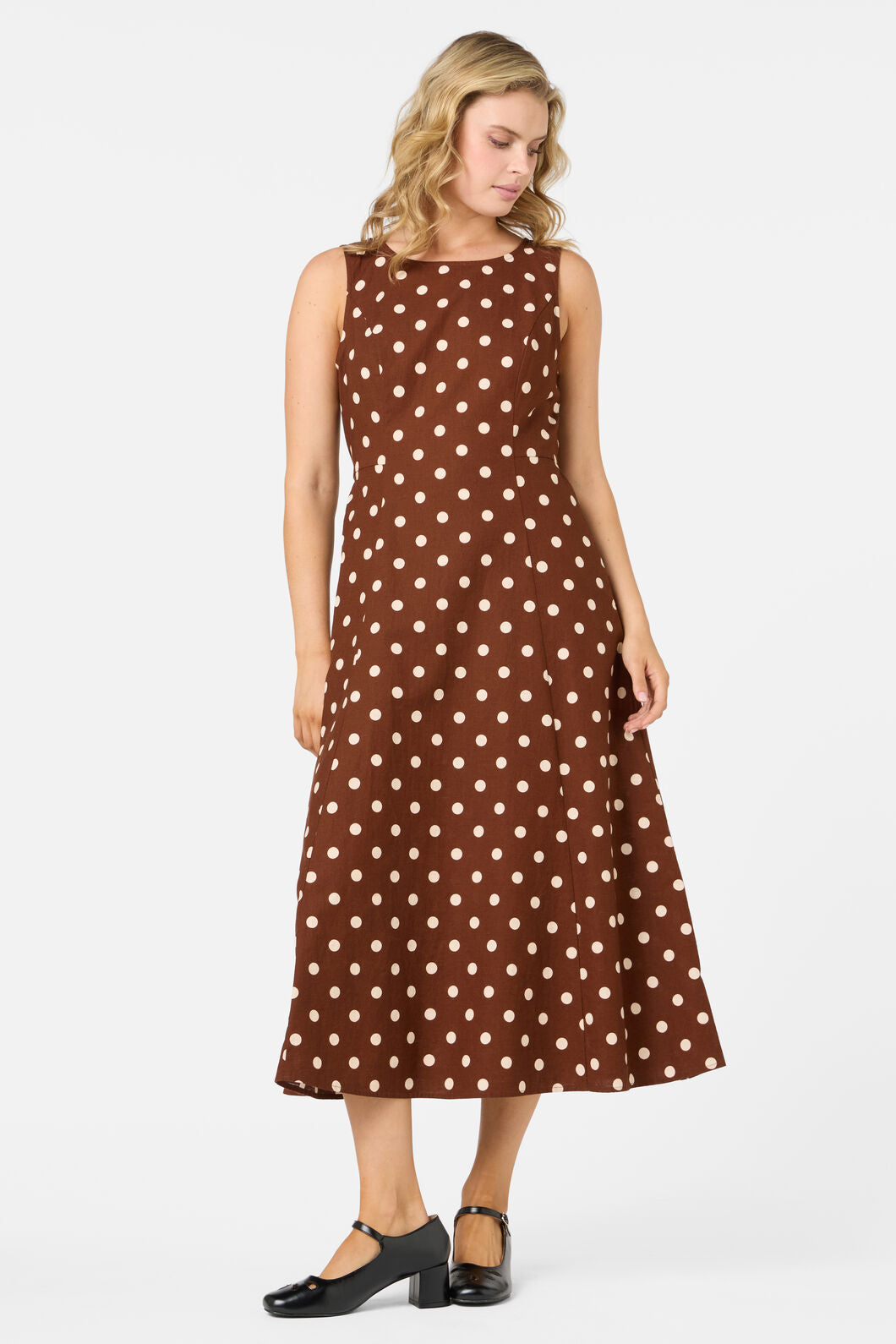 Princess Highway - Polka Dot Midi Dress - chocolate