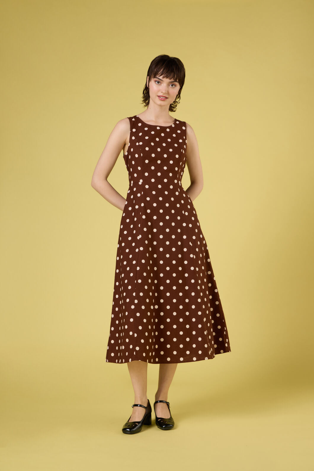 Princess Highway - Polka Dot Midi Dress - chocolate