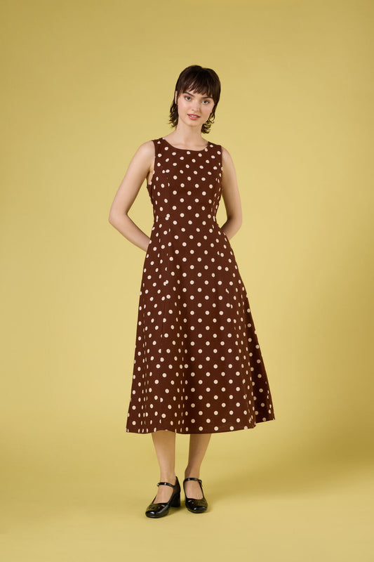 Princess Highway - Polka Dot Midi Dress - chocolate