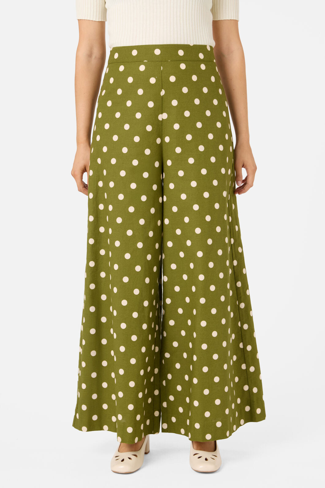 Princess Highway - Polka Dot Wide Leg Pant - olive